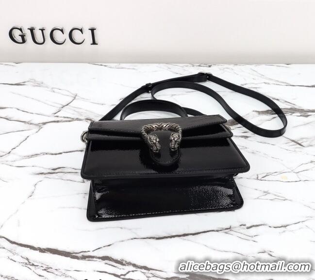 New Fashion Gucci Dionysus Small Shoulder Bag in Patent Leather 799599 Black 2024