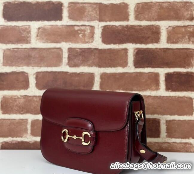 Super Quality Gucci Horsebit 1955 Leather Shoulder Bag 602204 Burgundy 2024