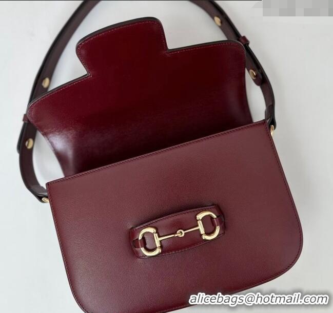 Super Quality Gucci Horsebit 1955 Leather Shoulder Bag 602204 Burgundy 2024