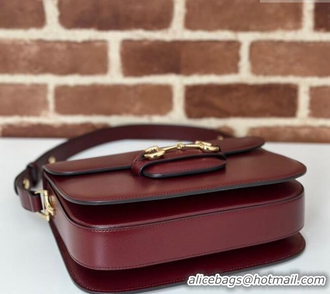 Super Quality Gucci Horsebit 1955 Leather Shoulder Bag 602204 Burgundy 2024