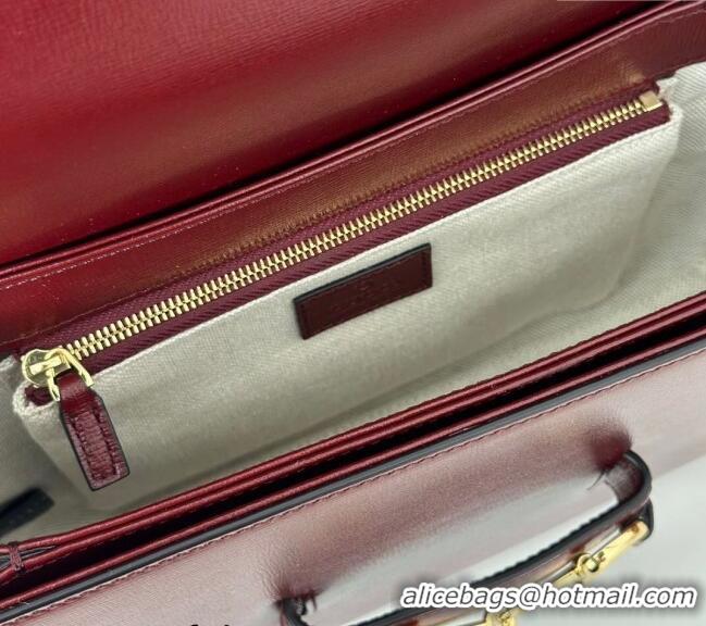 Super Quality Gucci Horsebit 1955 Leather Shoulder Bag 602204 Burgundy 2024