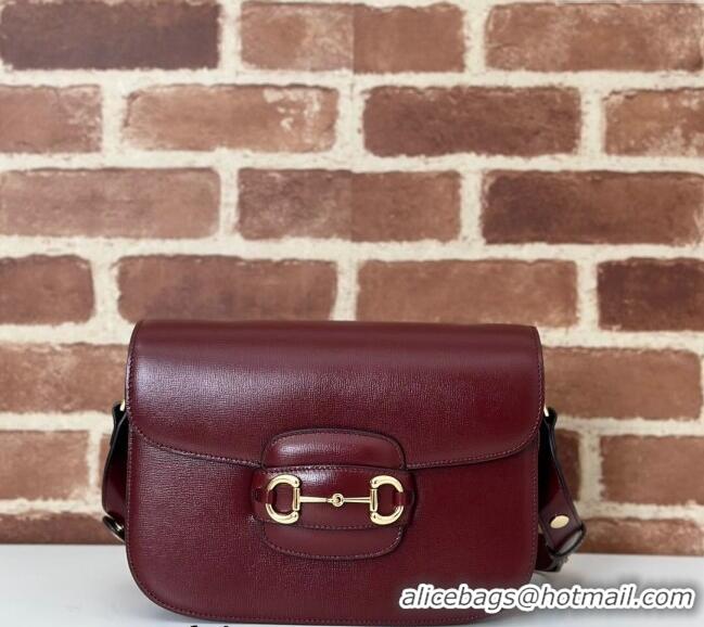 Super Quality Gucci Horsebit 1955 Leather Shoulder Bag 602204 Burgundy 2024