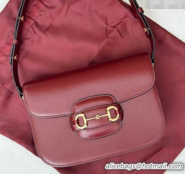 Super Quality Gucci Horsebit 1955 Leather Shoulder Bag 602204 Burgundy 2024