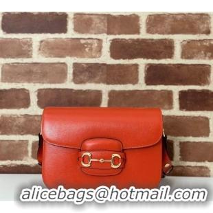 Top Design Gucci Horsebit 1955 Leather Shoulder Bag 602204 Orange 2024