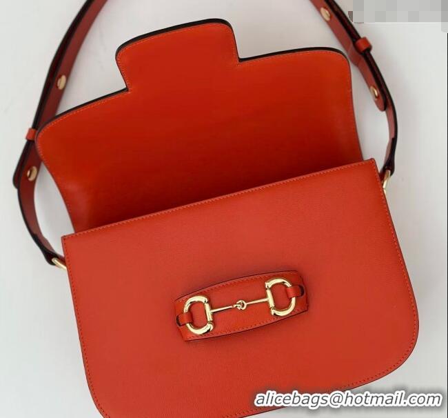 Top Design Gucci Horsebit 1955 Leather Shoulder Bag 602204 Orange 2024