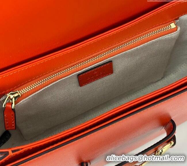 Top Design Gucci Horsebit 1955 Leather Shoulder Bag 602204 Orange 2024
