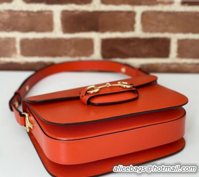 Top Design Gucci Horsebit 1955 Leather Shoulder Bag 602204 Orange 2024