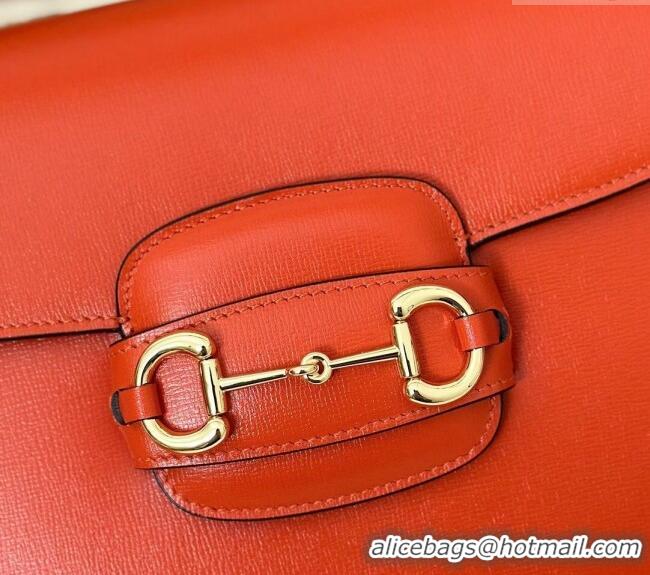 Top Design Gucci Horsebit 1955 Leather Shoulder Bag 602204 Orange 2024