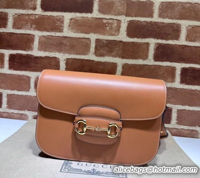 Top Design Gucci Horsebit 1955 Leather Shoulder Bag 602204 Vintage Brown 2024