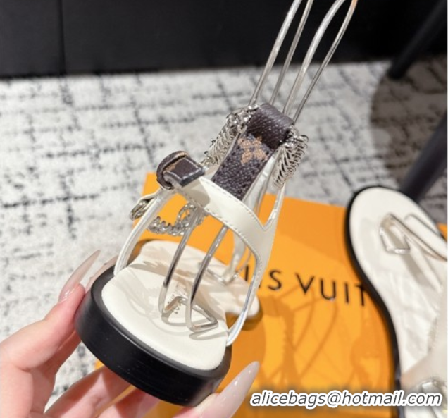 Shop Cheap Louis Vuitton LV Vibe Flat Thong Sandals in Leather and Chain White 0609043