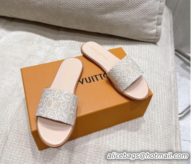 Low Price Louis Vuitton Flat Slides Sandal in Monogram Jacquard Nude Pink 0609050