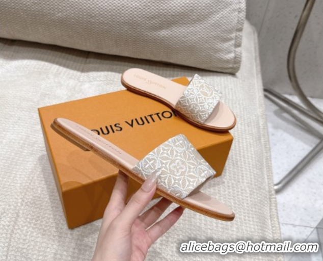 Low Price Louis Vuitton Flat Slides Sandal in Monogram Jacquard Nude Pink 0609050
