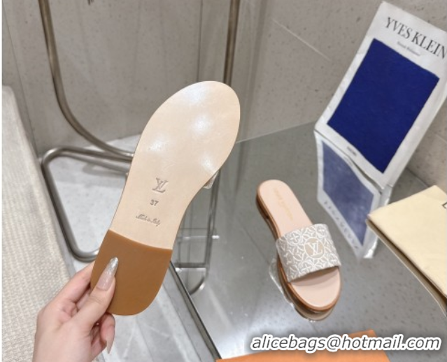Low Price Louis Vuitton Flat Slides Sandal in Monogram Jacquard Nude Pink 0609050