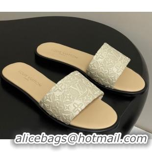 Buy Discount Louis Vuitton Flat Slides Sandal in Monogram Jacquard Beige 0609051