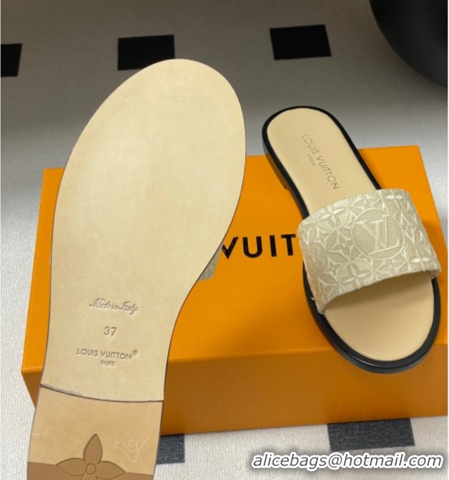 Buy Discount Louis Vuitton Flat Slides Sandal in Monogram Jacquard Beige 0609051