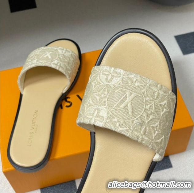 Buy Discount Louis Vuitton Flat Slides Sandal in Monogram Jacquard Beige 0609051