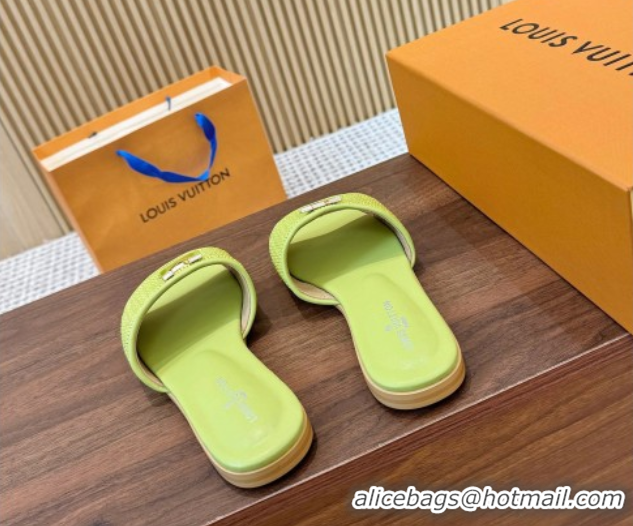 Buy Ladies Louis Vuitton LV Mare Flat Slides Sandal in Straw-Like Neon Green 0609052
