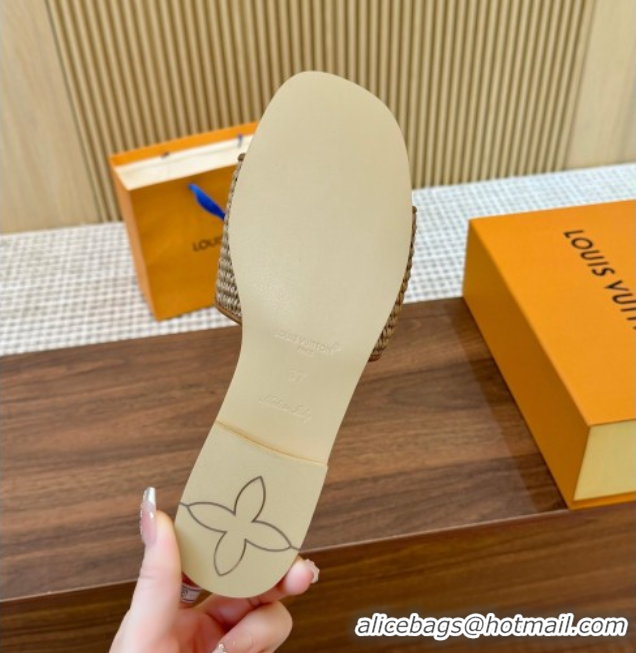 Duplicate Louis Vuitton LV Mare Flat Slides Sandal in Straw-Like Brown 0609055