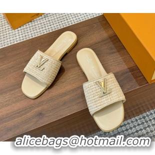 Popular Style Louis Vuitton LV Mare Flat Slides Sandal in Straw-Like Beige 0609057