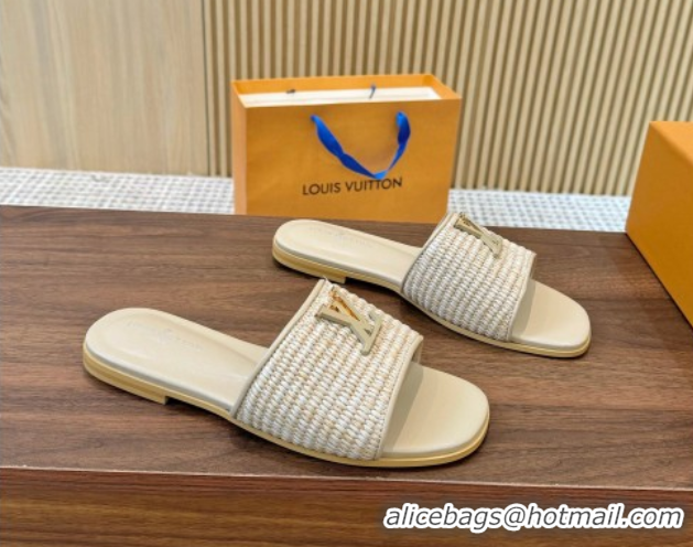 Popular Style Louis Vuitton LV Mare Flat Slides Sandal in Straw-Like Beige 0609057