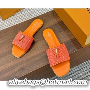1:1 aaaaa Louis Vuitton LV Mare Flat Slides Sandal in Straw-Like Orange 0609060