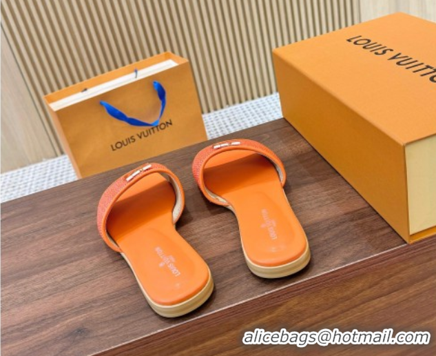 1:1 aaaaa Louis Vuitton LV Mare Flat Slides Sandal in Straw-Like Orange 0609060