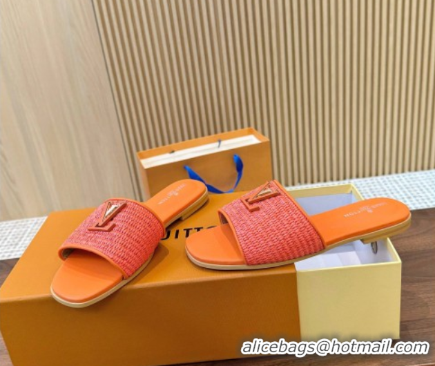 1:1 aaaaa Louis Vuitton LV Mare Flat Slides Sandal in Straw-Like Orange 0609060