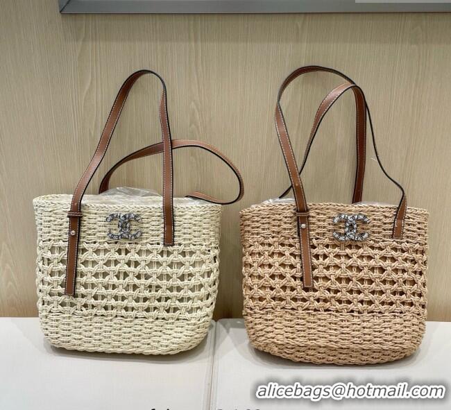 Grade Design Chanel Straw Tote Bag 0616 Beige 2025