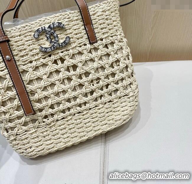 Grade Design Chanel Straw Tote Bag 0616 Beige 2025