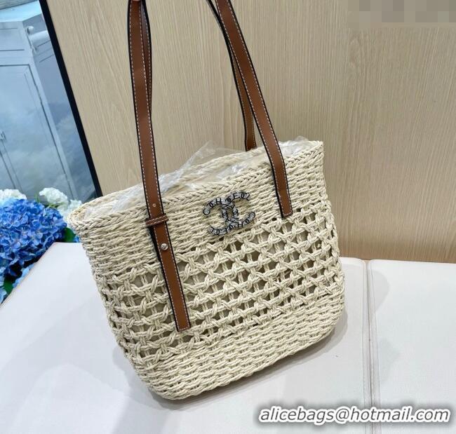 Grade Design Chanel Straw Tote Bag 0616 Beige 2025