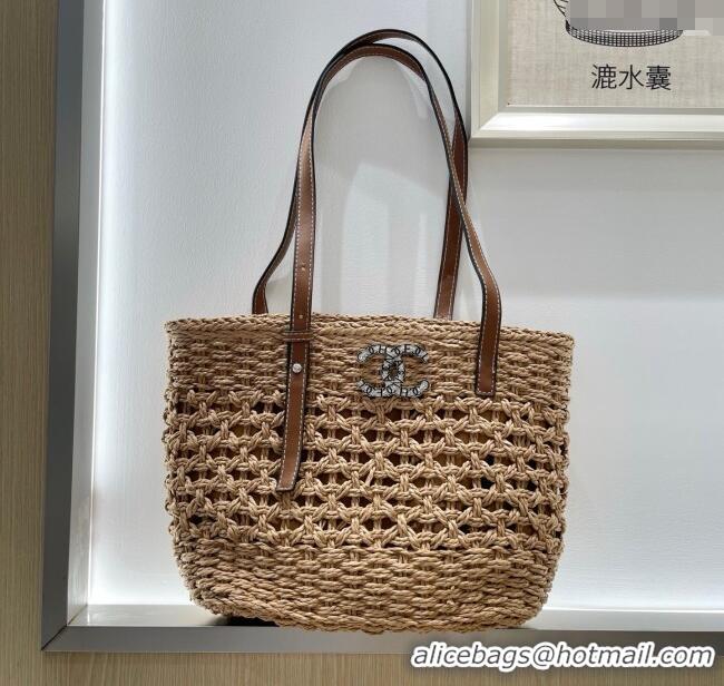 Well Crafted Chanel Straw Tote Bag 0616 Khaki 2025
