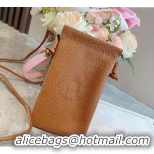 Super Quality Hermes Grained Phone Mini Bag 0616 Brown 2025