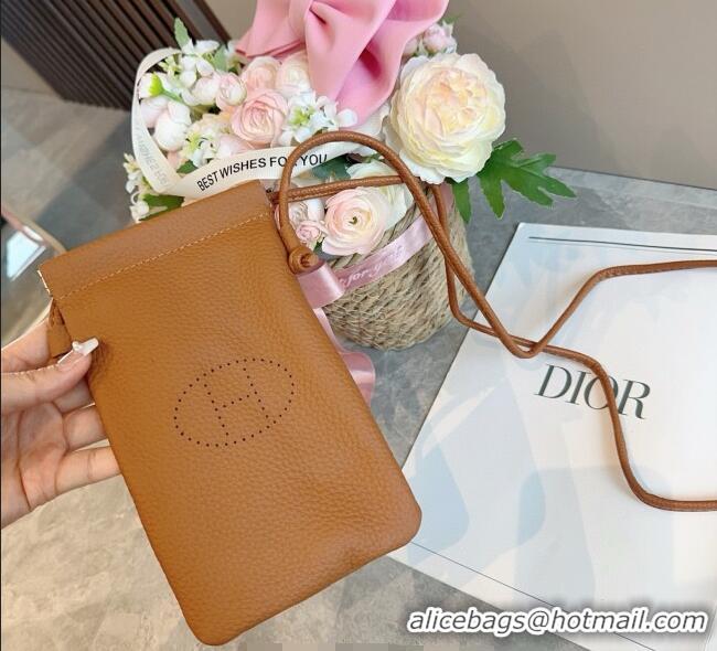 Super Quality Hermes Grained Phone Mini Bag 0616 Brown 2025
