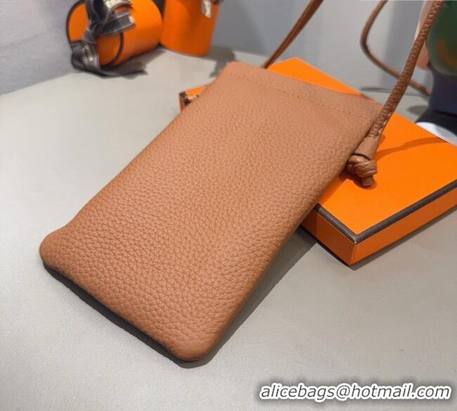 Super Quality Hermes Grained Phone Mini Bag 0616 Brown 2025