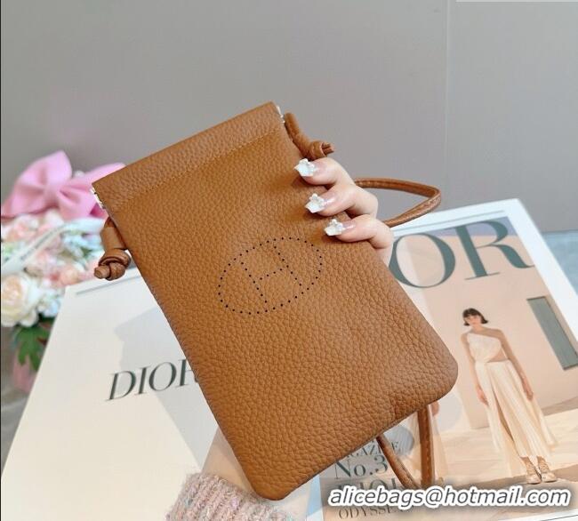 Super Quality Hermes Grained Phone Mini Bag 0616 Brown 2025