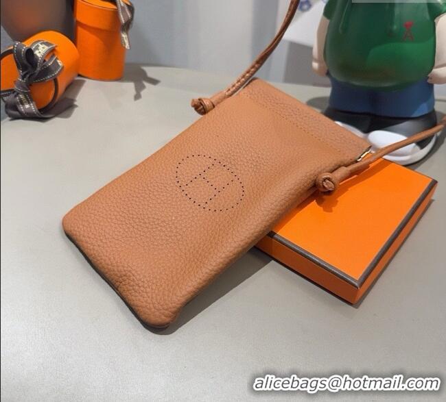 Super Quality Hermes Grained Phone Mini Bag 0616 Brown 2025