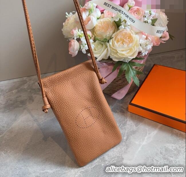 Super Quality Hermes Grained Phone Mini Bag 0616 Brown 2025