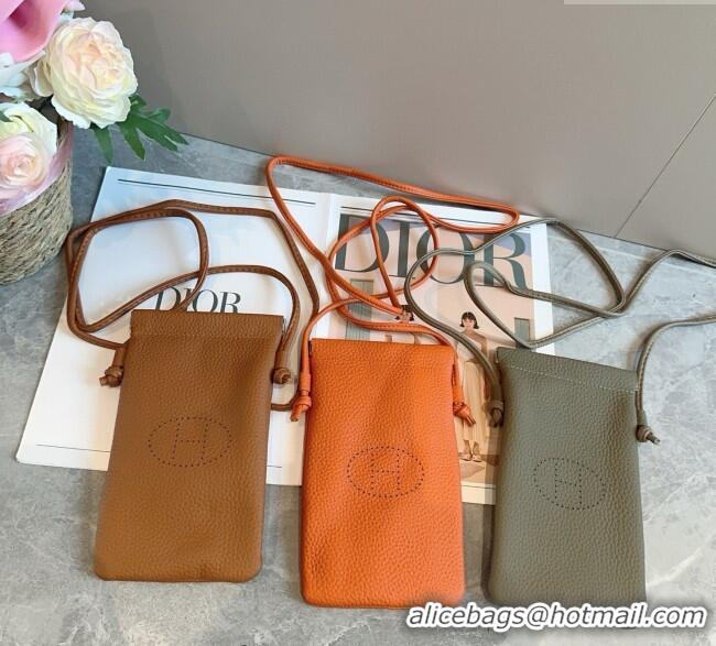 Super Quality Hermes Grained Phone Mini Bag 0616 Brown 2025