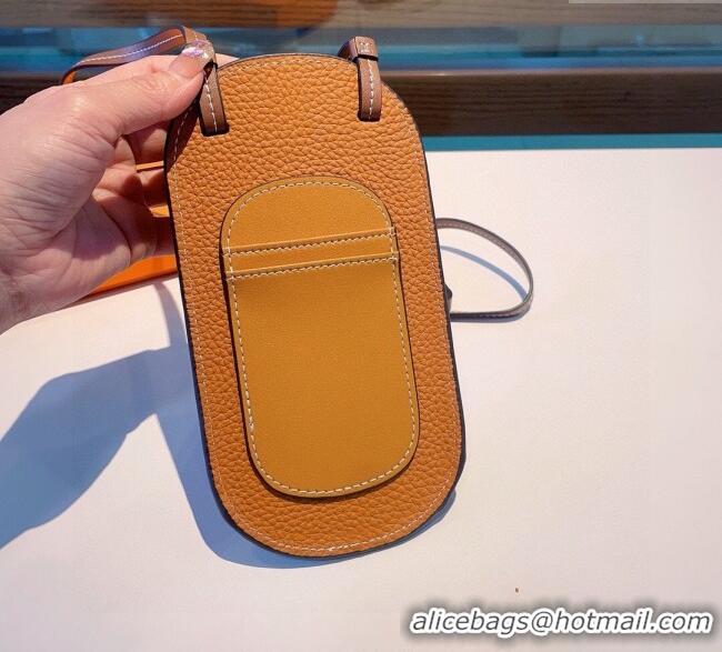 Grade Design Hermes Grained Phone Crossbody Mini Bag 0615 Brown 2025