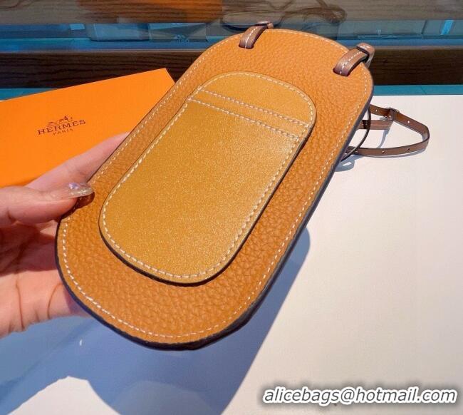 Grade Design Hermes Grained Phone Crossbody Mini Bag 0615 Brown 2025