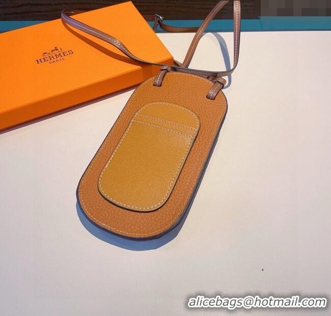 Grade Design Hermes Grained Phone Crossbody Mini Bag 0615 Brown 2025