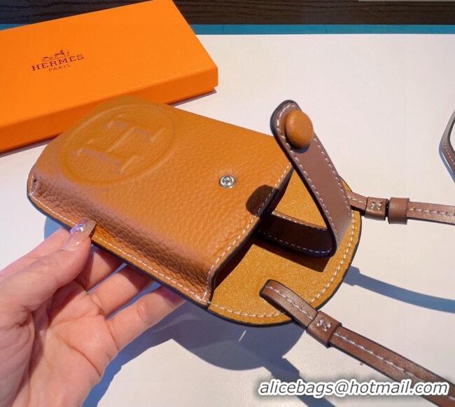 Grade Design Hermes Grained Phone Crossbody Mini Bag 0615 Brown 2025
