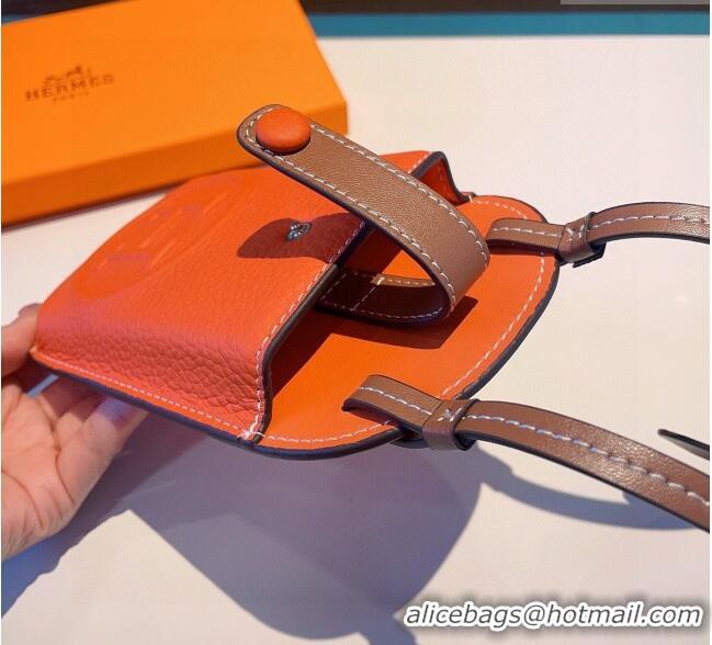 Cheap Design Hermes Grained Phone Crossbody Mini Bag 0615 Orange 2025