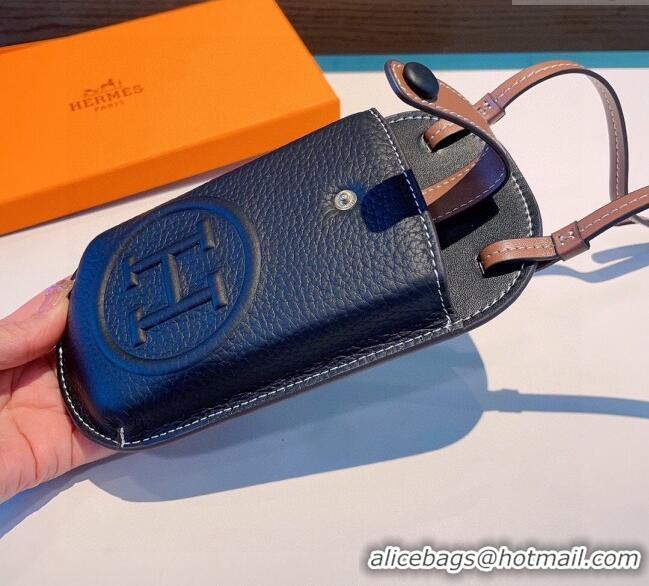 Best Price Hermes Grained Phone Crossbody Mini Bag 0615 Black 2025