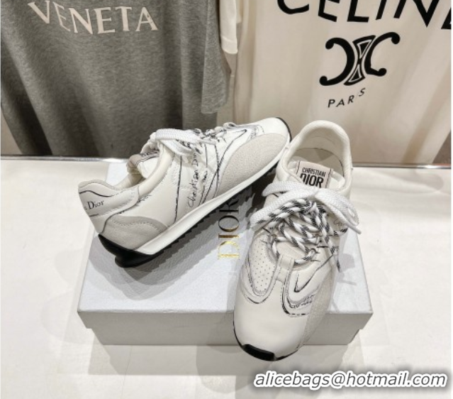 Cheap Price Dior D-Sketch Sneakers in Nylon and Calfskin with Signature White 0425003