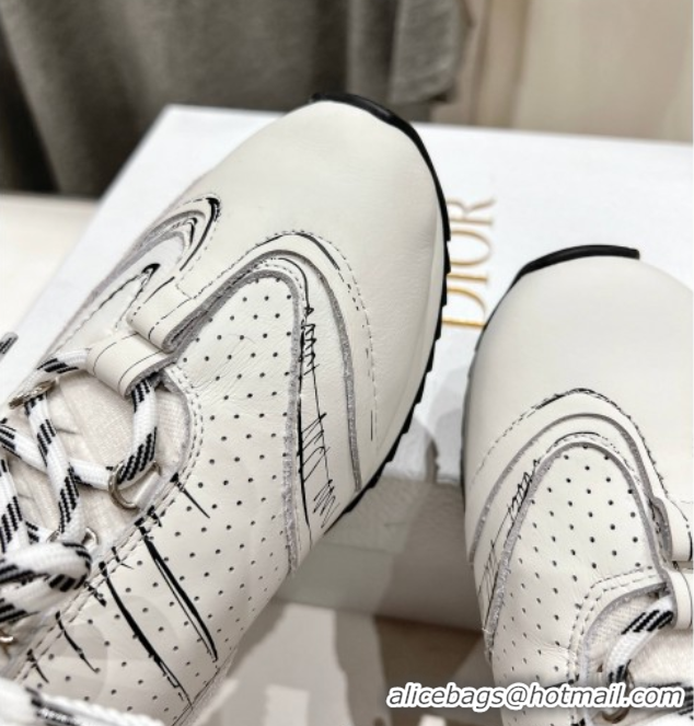 Cheap Price Dior D-Sketch Sneakers in Nylon and Calfskin with Signature White 0425003