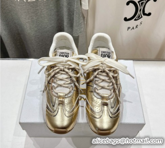 Trendy Design Dior D-Sketch Sneakers in Crinkled Lambskin and Laminated Calfskin with Signature Yellow Gold 0425004