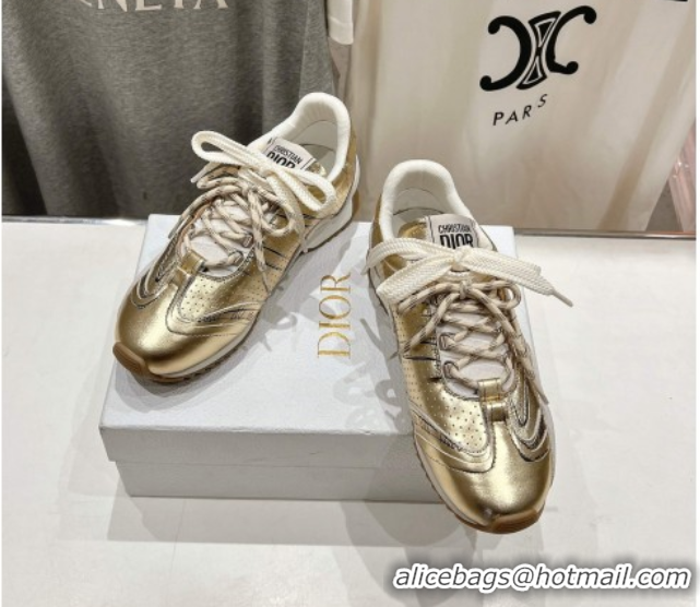 Trendy Design Dior D-Sketch Sneakers in Crinkled Lambskin and Laminated Calfskin with Signature Yellow Gold 0425004