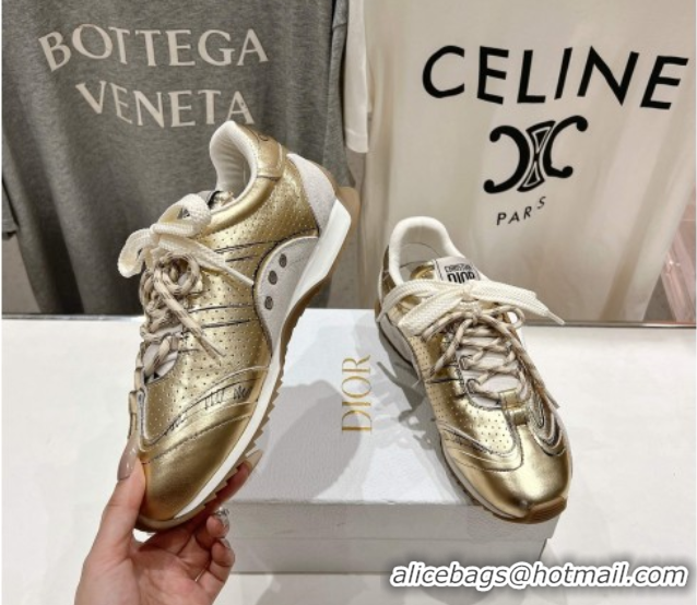 Trendy Design Dior D-Sketch Sneakers in Crinkled Lambskin and Laminated Calfskin with Signature Yellow Gold 0425004