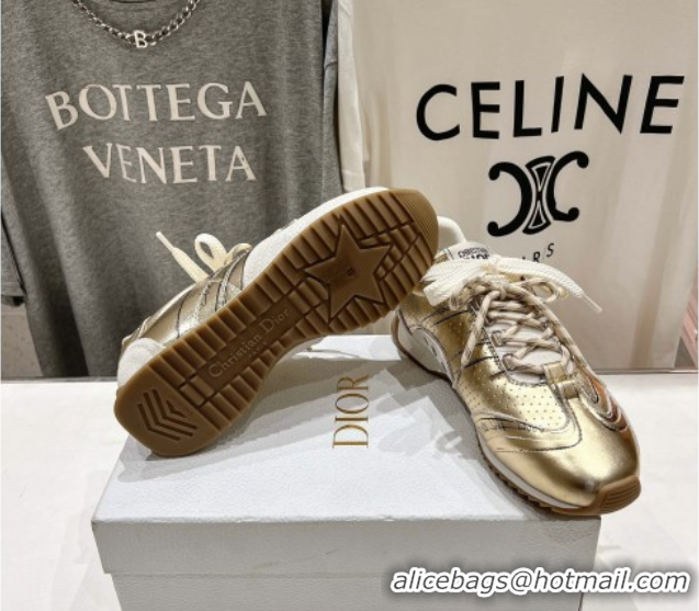 Trendy Design Dior D-Sketch Sneakers in Crinkled Lambskin and Laminated Calfskin with Signature Yellow Gold 0425004